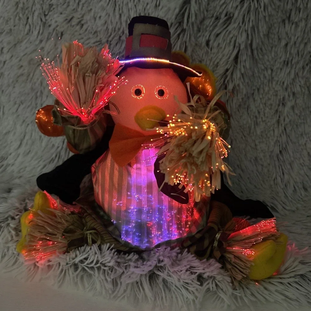 (2) Turkey Creative Design LTD Fiber Optic Sitting Tom Thanksgiving Decor Works